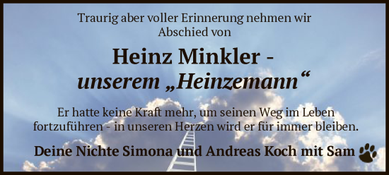 Todesanzeige von Heinz Minkler von HNA