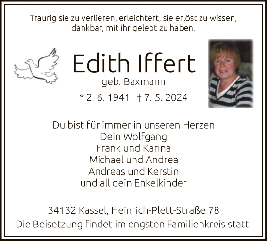 Todesanzeige von Edith Iffert von HNA