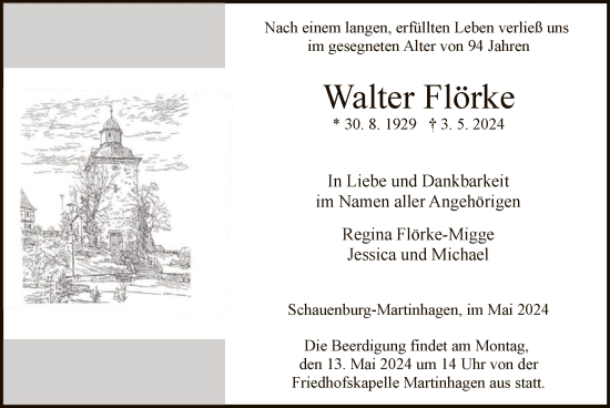 Todesanzeige von Walter Flörke von HNA