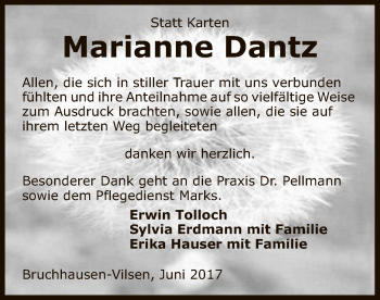 Todesanzeige von Marianne Dantz von SYK