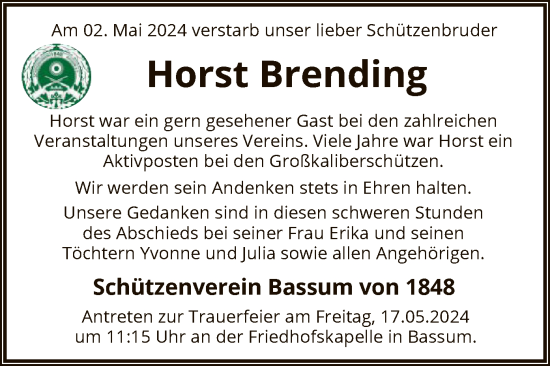 Todesanzeige von Horst Brending von SYK