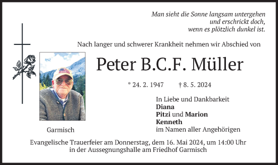 Todesanzeige von Peter  Müller von merkurtz