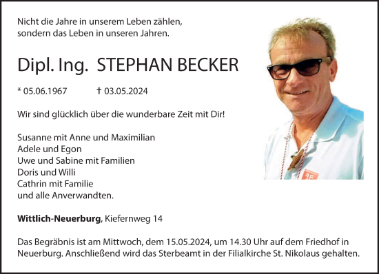 Todesanzeige von Stephan Becker von trierischer_volksfreund
