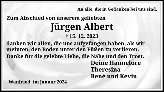 Todesanzeige von Jürgen Albert von WRS