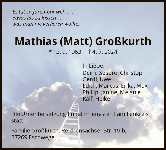 Todesanzeige von Mathias Großkurth von WRS