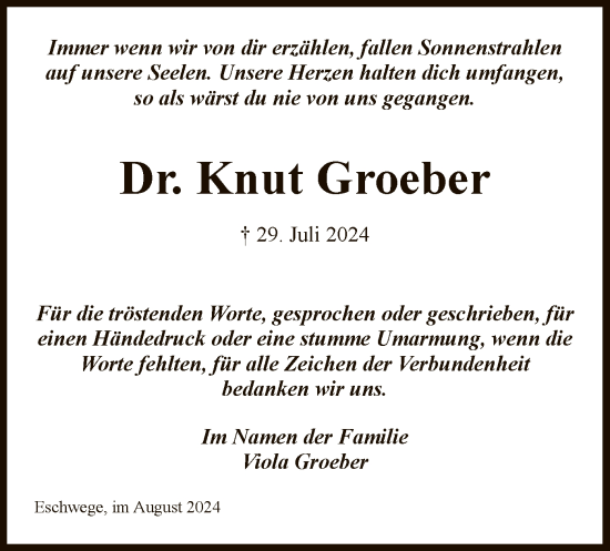 Todesanzeige von Knut Groeber von WRS