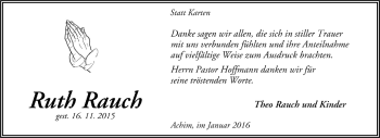 Todesanzeige von Ruth Rauch von Trauer.de