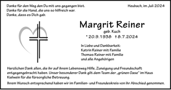 Todesanzeige von Margrit Reiner von Trauer.de