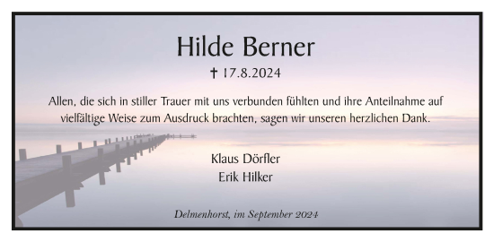 Todesanzeige von Hilde Berner von Trauer.de