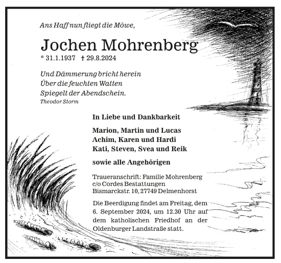 Todesanzeige von Jochen Mohrenberg von trauer.de