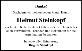 Todesanzeige von Helmut Steinkopf von Gesamtausgabe