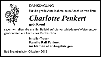 Todesanzeige von Charlotte Penkert von Gesamtausgabe