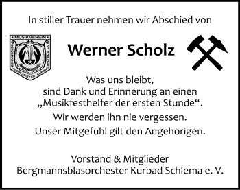 Todesanzeige von Werner Scholz von Aue