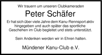 Todesanzeige von Peter Schaefer von HNA