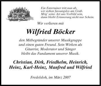 Todesanzeige von Wilfried Boecker von HNA