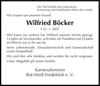 Todesanzeige von Wilfried Boecker von HNA