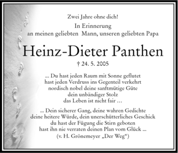 Todesanzeige von Heinz­-Dieter Panthen von HNA