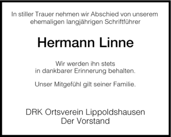 Todesanzeige von Hermann Linne von HNA