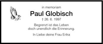 Todesanzeige von Paul Globisch von HNA