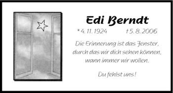 Todesanzeige von Edi Berndt von HNA