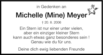 Todesanzeige von Michelle Meyer von HNA