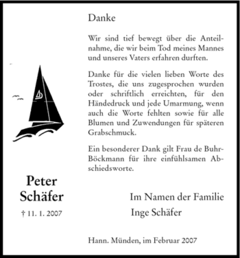 Todesanzeige von Peter Schaefer von HNA