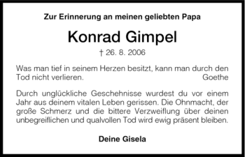 Todesanzeige von Konrad Gimpel von HNA