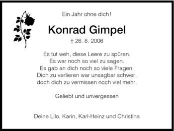 Todesanzeige von Konrad Gimpel von HNA