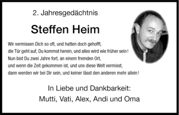 Todesanzeige von Steffen Heim von HNA