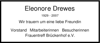 Todesanzeige von Eleonore Drewes von HNA