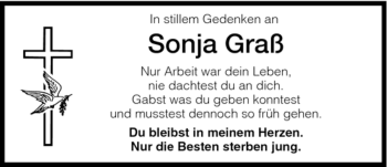 Todesanzeige von Sonja Graß von HNA