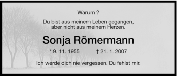 Todesanzeige von Sonja Römermann von HNA