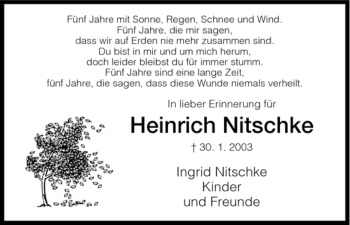 Todesanzeige von Heinrich Nitschke von HNA