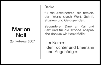 Todesanzeige von Marion Noll von HNA