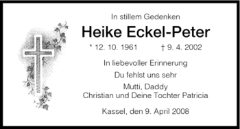 Todesanzeige von Heike Eckel-Peter von HNA