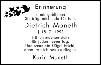 Todesanzeige von Dietrich Moneth von HNA