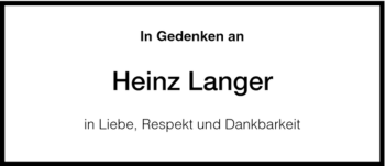 Todesanzeige von Heinz Langer von HNA