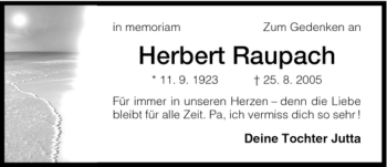 Todesanzeige von Herbert Raupach von HNA