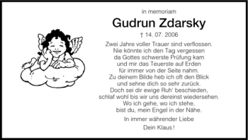 Todesanzeige von Gudrun Zdarsky von HNA