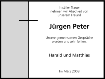 Todesanzeige von Juergen Peter von HNA