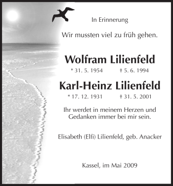 Todesanzeige von Wolfram Lilienfeld von HNA