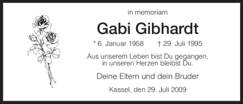 Todesanzeige von Gabi Gibhardt von HNA