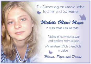 Todesanzeige von Michelle Meyer von HNA