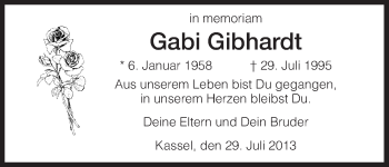 Todesanzeige von Gabi Gibhardt von HNA