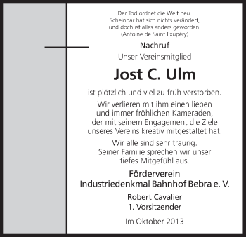 Todesanzeige von Jost Ulm von HNA