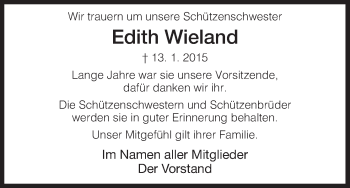 Todesanzeige von Edith Wieland von HNA