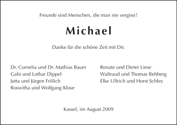 Todesanzeige von Michael Unbekannt von HNA