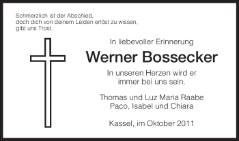 Todesanzeige von Werner Bossecker von HNA