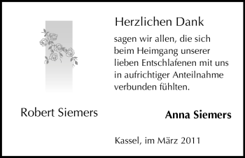 Todesanzeige von Robert Siemers von HNA