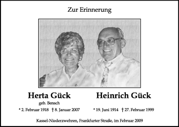 Todesanzeige von Heinrich Gück von HNA